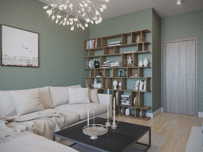 Фото № 3: Дизайн-проект зала 16.3  м² стиль Скандинавский для ЖК На набережной