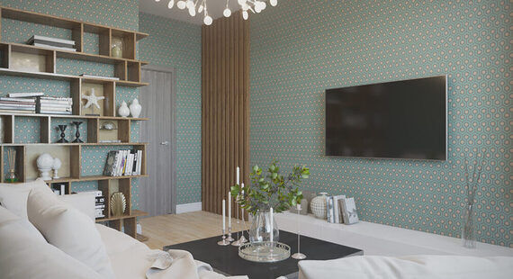 Зал: готовый дизайн проект в стиле "Скандинавский". Площадь 16.3 м² - фото №4