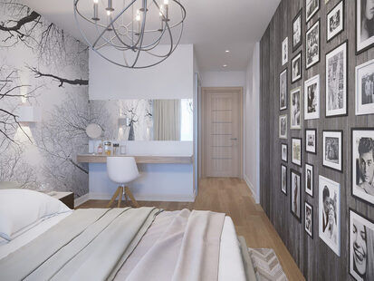 Фото № 3: Дизайн-проект спальни 15.0  м² стиль Скандинавский для ЖК PLAZA