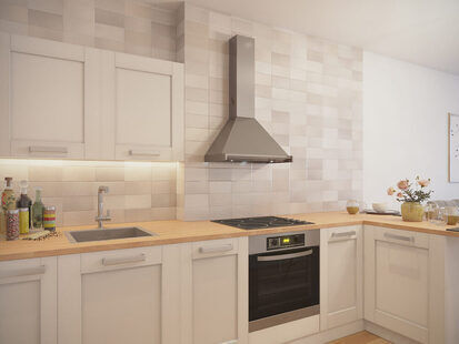 Фото № 2: Дизайн-проект кухни-гостиной 21.5  м² стиль Скандинавский для ЖК PLAZA