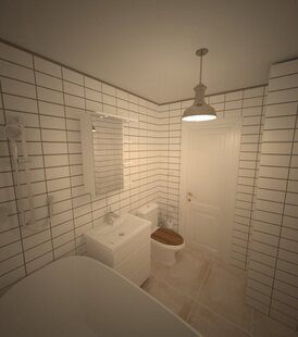 Фото № 1: Дизайн-проект совмещенного санузла 5.2 кв.м Скандинавский стиль для ЖК Серебряные звоны-2