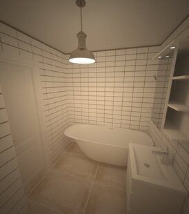 Фото № 2: Дизайн-проект совмещенного санузла 5.2 кв.м Скандинавский стиль для ЖК Серебряные звоны-2