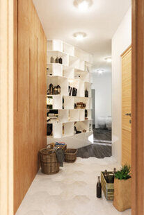 Фото № 1: Дизайн-проект прихожей 3.5  м² Скандинавский стиль для ЖК Серебряные звоны-2