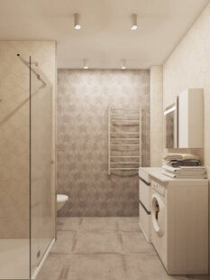 Фото № 1: Дизайн-проект совмещенного санузла 4.0 кв.м стиль Скандинавский для ЖК PLAZA