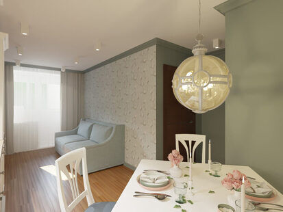 Фото № 3: Дизайн-проект кухни-гостиной 17.8  м² стиль Современная классика для ЖК PLAZA