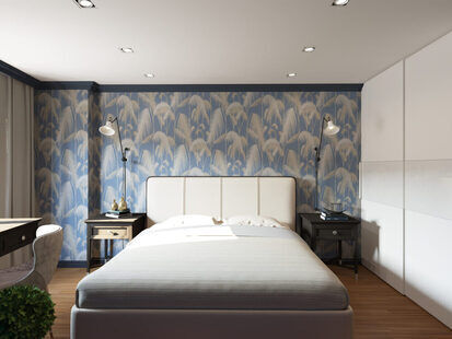 Фото № 1: Дизайн-проект спальни 14.0  м² стиль Современная классика для ЖК PLAZA