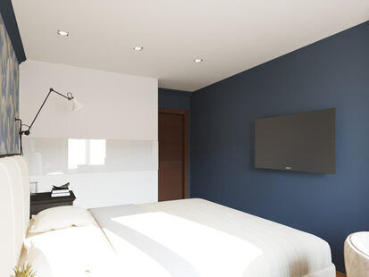 Фото № 2: Дизайн-проект спальни 14.0  м² стиль Современная классика для ЖК PLAZA