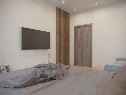 Фото № 2: Дизайн-проект спальни 15.7  м² стиль Современная классика для ЖК Каскад