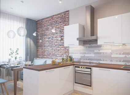 Фото № 2: Дизайн-проект кухни 13.0  м² стиль Современная классика для ЖК Каскад