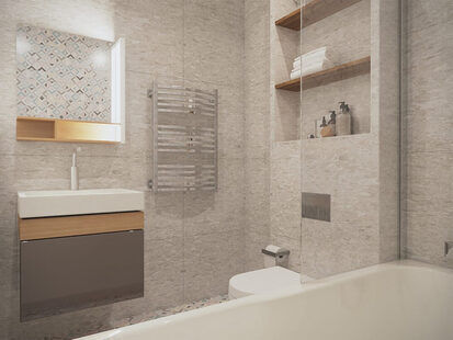 Фото № 1: Дизайн-проект совмещенного санузла 4.0  м² стиль Современная классика для ЖК Каскад