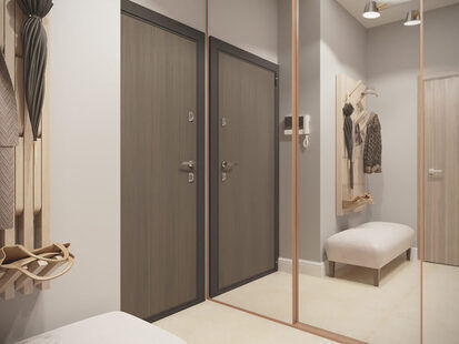 Фото № 1: Дизайн-проект прихожей 6.8  м² стиль Современная классика для ЖК Каскад