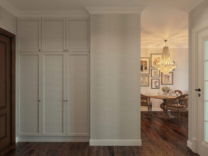 Фото № 1: Дизайн-проект прихожей 5.6  м² стиль Американская классика для ЖК Аквамарин