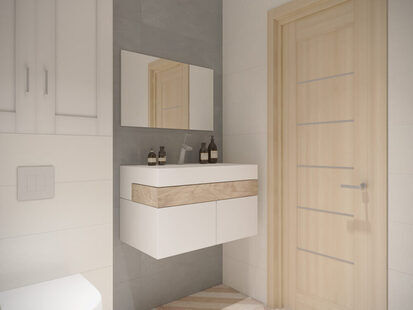 Фото № 1: Дизайн-проект совмещенного санузла 3.8  м² стиль Скандинавский для ЖК Новый город