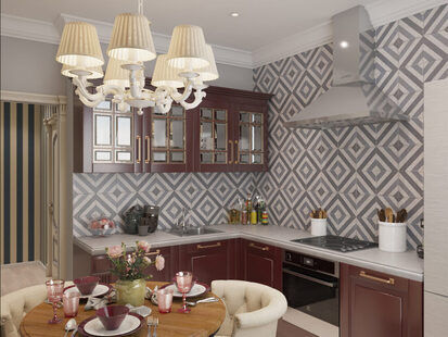 Фото № 1: Дизайн-проект кухни 8.8  м² стиль Современная классика для ЖК На набережной