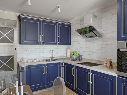 Фото № 1: Дизайн-проект кухни 11.2  м² стиль Современная классика для ЖК Новый город