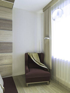 Фото № 2: Дизайн-проект спальни 12.8  м² стиль Контемпорари для ЖК Соседи 2