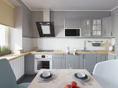 Фото № 1: Дизайн-проект кухни 10.5  м² стиль Контемпорари для ЖК Соседи 2