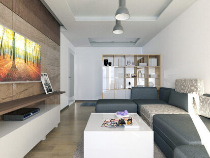 Фото № 3: Дизайн-проект зала 18.7  м² стиль Контемпорари для ЖК Соседи 2