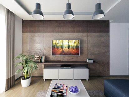 Фото № 2: Дизайн-проект зала 18.7  м² стиль Контемпорари для ЖК Соседи 2