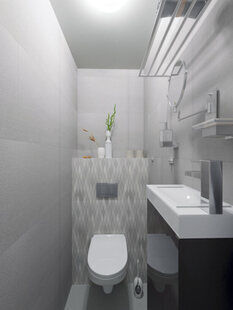 Фото № 1: Дизайн-проект туалета 1.7  м² стиль Контемпорари для ЖК Соседи 2