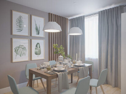 Фото № 1: Дизайн-проект кухни 13.7  м² стиль Модернизм для ЖК Времена года