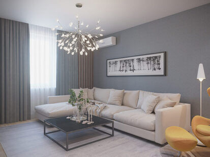 Фото № 1: Дизайн-проект зала 19.7  м² стиль Модернизм для ЖК Времена года