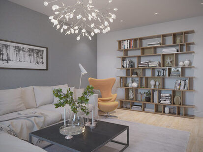 Фото № 2: Дизайн-проект зала 19.7  м² стиль Модернизм для ЖК Времена года