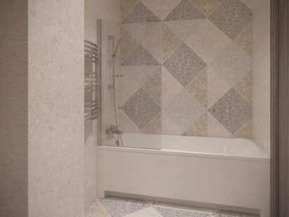 Фото № 2: Дизайн-проект совмещенного санузла 4.0  м² стиль Модернизм для ЖК Времена года