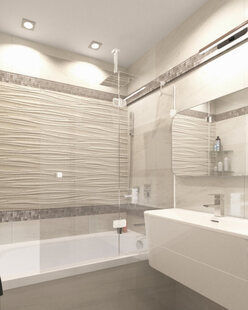 Фото № 1: Дизайн-проект совмещенного санузла 7.0  м² стиль Модернизм для ЖК Новый город