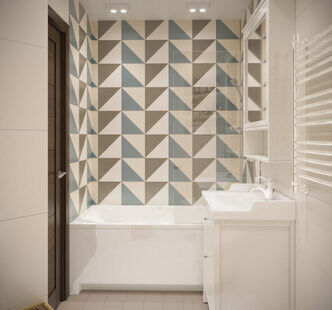 Фото № 1: Дизайн-проект совмещенного санузла 4.2  м² стиль Минимализм для ЖК PLAZA