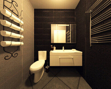 Фото № 2: Дизайн-проект совмещенного санузла 3.6  м² стиль Модернизм для ЖК PLAZA