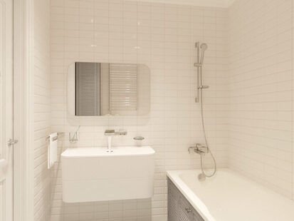 Фото № 1: Дизайн-проект ванной 3.5  м² стиль Современная классика для ЖК Новый город