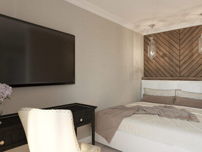 Фото № 2: Дизайн-проект спальни 17.0  м² стиль Современная классика для ЖК Новый город