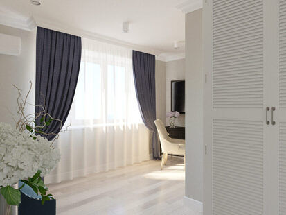 Фото № 3: Дизайн-проект спальни 17.0  м² стиль Современная классика для ЖК Новый город