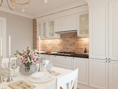 Фото № 1: Дизайн-проект кухни 12.5  м² стиль Современная классика для ЖК Новый город