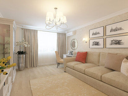 Фото № 1: Дизайн-проект зала 17.6  м² стиль Модернизм для ЖК Новый город