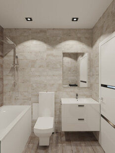 Фото № 1: Дизайн-проект совмещенного санузла 4.8  м² стиль Лофт для ЖК Аквамарин