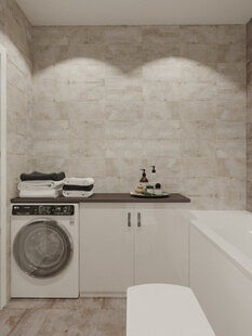 Фото № 2: Дизайн-проект совмещенного санузла 4.8  м² стиль Лофт для ЖК Аквамарин