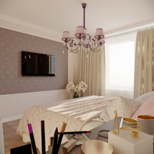 Фото № 3: Дизайн-проект спальни 15.5  м² стиль Современная классика для ЖК Смайлино