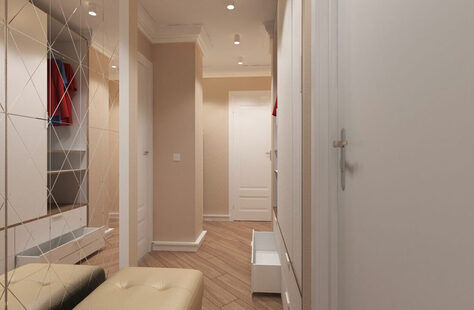 Фото № 1: Дизайн-проект прихожей 7.0  м² стиль Современная классика для ЖК Вертикаль