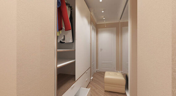 Прихожая: готовый дизайн проект в стиле "Современная классика". Площадь 7.0 м² - фото №2