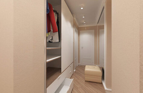Фото № 2: Дизайн-проект прихожей 7.0  м² стиль Современная классика для ЖК Вертикаль