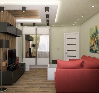 Фото № 3: Дизайн-проект зала 13.4  м² Контемпорари для ЖК Алые паруса