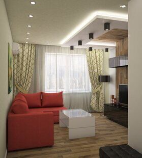 Фото № 4: Дизайн-проект зала 13.4  м² Контемпорари для ЖК Алые паруса