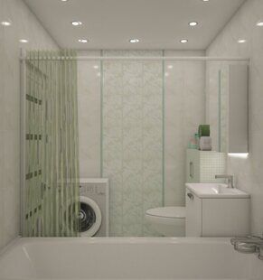 Фото № 2: Дизайн-проект совмещенного санузла 4.0  м² Контемпорари для ЖК Алые паруса