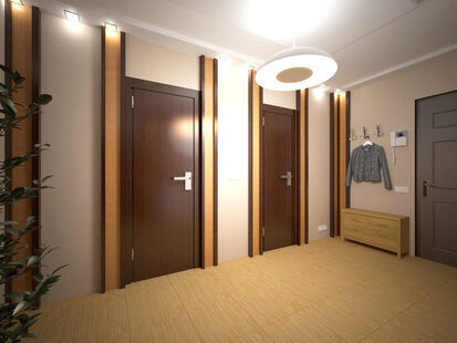 Фото № 2: Дизайн-проект прихожей 13.8  м² стиль Конструктивизм для ЖК Лазурный