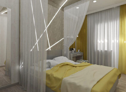 Фото № 1: Дизайн-проект спальни 12.6  м² Контемпорари для ЖК Петровский Квартал