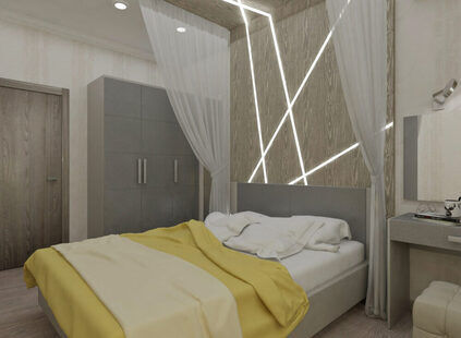 Фото № 2: Дизайн-проект спальни 12.6  м² Контемпорари для ЖК Петровский Квартал