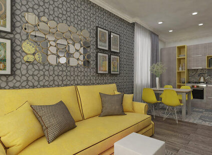 Фото № 4: Дизайн-проект кухни-гостиной 19.7  м² Контемпорари для ЖК Петровский Квартал