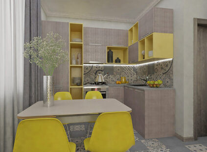 Фото № 3: Дизайн-проект кухни-гостиной 19.7  м² Контемпорари для ЖК Петровский Квартал